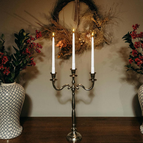 Kemladio 4 pcs 10 inch Taper Candles, Burning Unscented Tapered 7.5 hrs, Fancy Dinner,Tall Candle Sticks, Halloween Party Decorations (4pcs, White...