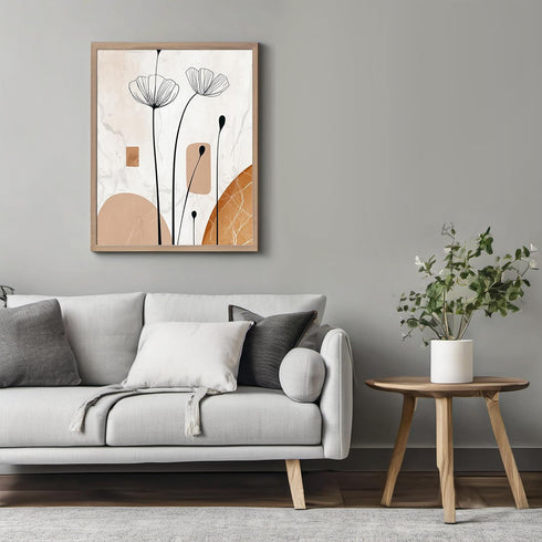 Posterizer 1 pcs-minimalist floral line drawing-beige chic poster 1-Floral & Botanical Art-Abstract & Modern Art-Decor for Home & Office- unframed...