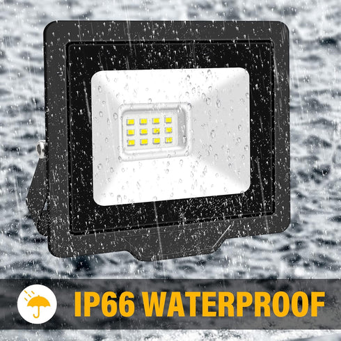 AUXTINGS 10W LED Flood Lights Outdoor Security Lights 1000LM Outside Lamp 6000K Daylight White Spot Light Exterior Lighting for Yard Backyard Hous...