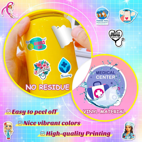 Nurses Day Stickers Nurses Day Label Stickers for Water Bottles Nurses' Day Theme Decals Waterproof Stickers Cards Envelopes Seals Cookies Box and...