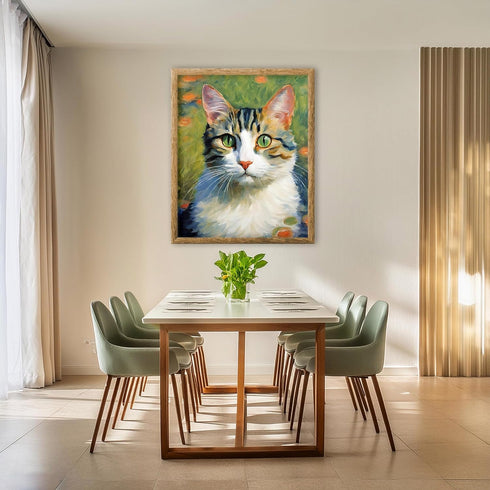 Posterizer 1 pcs- Beautiful white cat in nature-Art for Animal Lovers-Floral Botanical Art- Gift for Men Women Entrepreneur Teens-Decor for Home &...