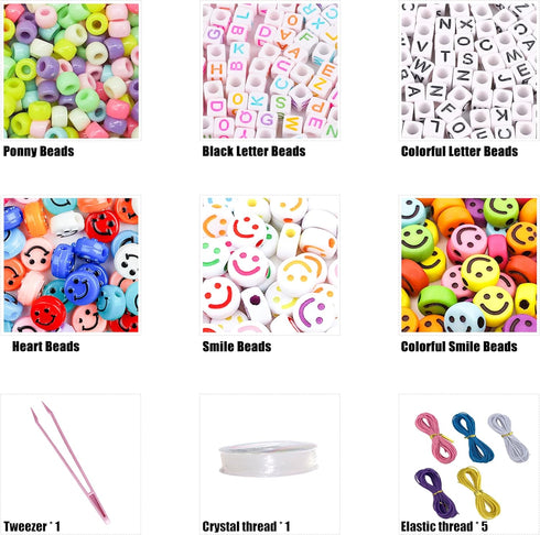 YMSDZHL 1000PCS Bracelet Making Kit, Friendship Jewelry Necklace Bracelet kit 24 Colors 9mm Pony Beads for Bracelet Making Beads, Letter Bead for ...