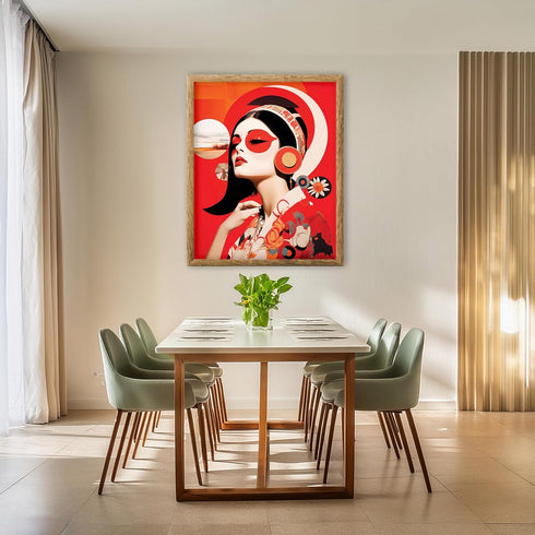 Posterizer 1 pcs-flowery dress-asian fashion-surreal collage-Retro Art-Abstract & Modern Art-Gifts for Women-Living Room Bedroom Decor- UNFRAMED W...