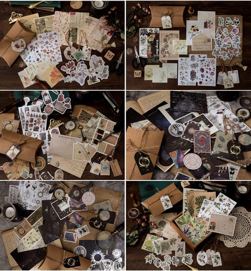 180Pcs Vintage Scrapbook Stickers Set, Junk Journal Sticker Supplies Kit, Antique Retro Natural Collection, Diary Journal Embellishment Supplies W...