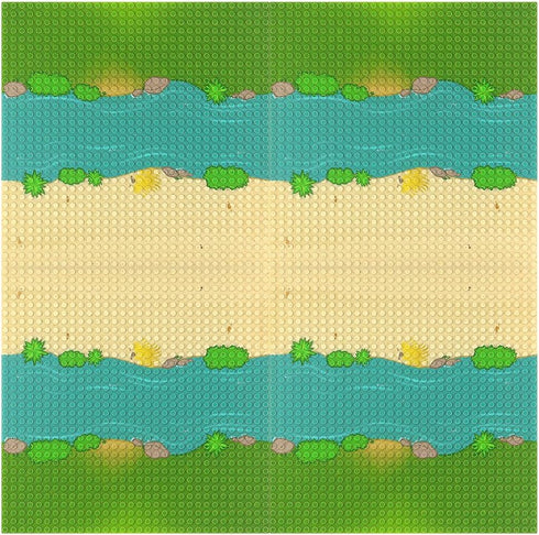 Feleph Classic Baseplate with River and Grassland Pattern Base Plates for Building Blocks 10 x 10 Inches Compatible with Major Brands...