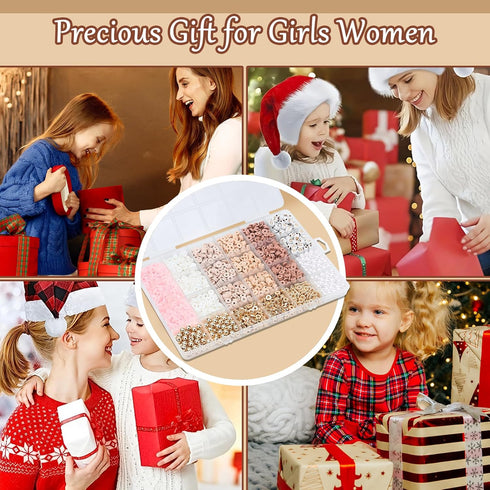 LUDUKOO Clay Bead Bracelet Kit, 2370Pcs Flat Polymer Clay Heishi Beads Bracelet Making Kit for Girls Adults, DIY Friendship Bracelet Kit with Gold...