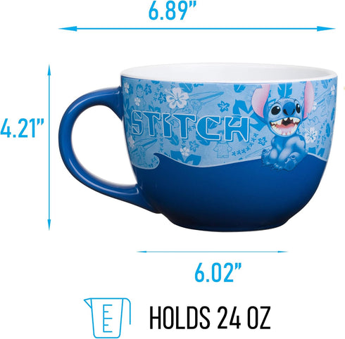Silver Buffalo Lilo and Stitch Wavy Style Ceramic Soup Mug, 24-Ounces...