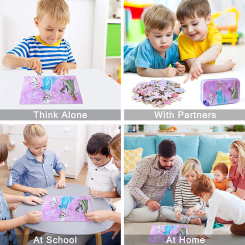 LELEMON Pretty Girl Puzzles for Kids Ages 4-8, 60 Piece Snowman Puzzles for Kids Ages 3-5,Children Jigsaw Puzzles Kids Puzzles in a Metal Box,Educ...