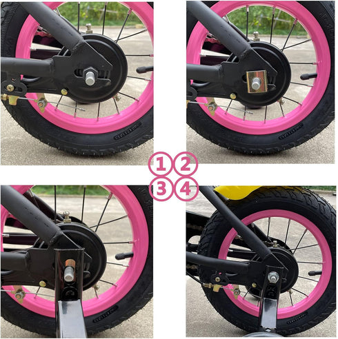 Training Wheels for Bicycle,Flash Mute Wheel Compatible for Bikes of 12-20 Inch 1 Pair (pink)...