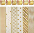 MEEDEE Gold Ribbon for Christmas Tree Decoration - 2.5 Inch, 6 Rolls, 36 Yards - Star and Stripe Wired Ribbon for Tree Garland and Crafts...