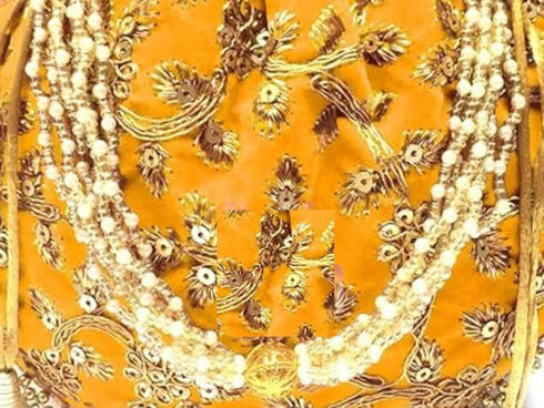 Women Potli Bag Gota Patti Work Embroidered Golden work Handbag Silk Purse Party wedding Clutch Gifting Pearls...