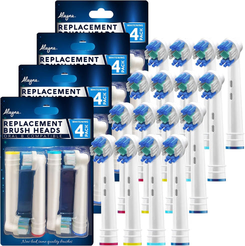 Professional White Replacement Brush Heads w/ 3D Whitening, Compatible with Oralb Braun Electric Toothbrush- 16 Pro Style- Fits The Oral-B Kids Ca...