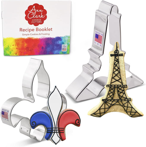 Ann Clark Cookie Cutters Vive La France Cookie Cutters 2-Pc. Set Made in the USA, Eiffel Tower and Fleur de Lis...