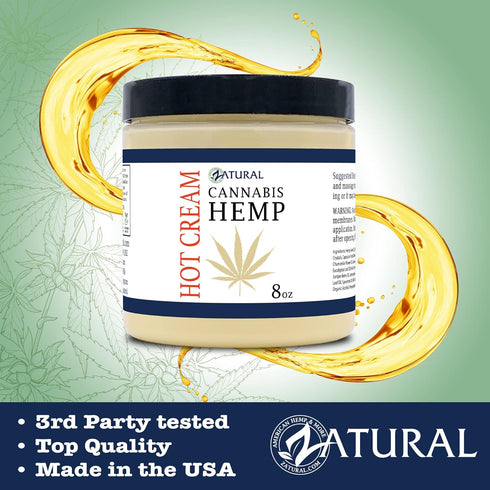 Zatural Hemp Hot Cream Massage Joints and Muscles and Body Wraps Essential Oil Blend, Aloe, Hemp, and More (8oz jar)...