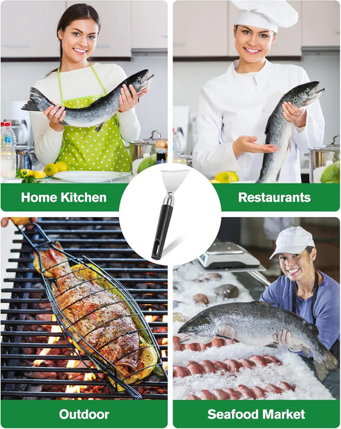 2 Pack Fish Scale Remover, 304 Stainless Fish Scales Scraping Tool, Serrated Fish Cleaning Tools, Fish Descaler Tool for Restaurant Chef and Home ...