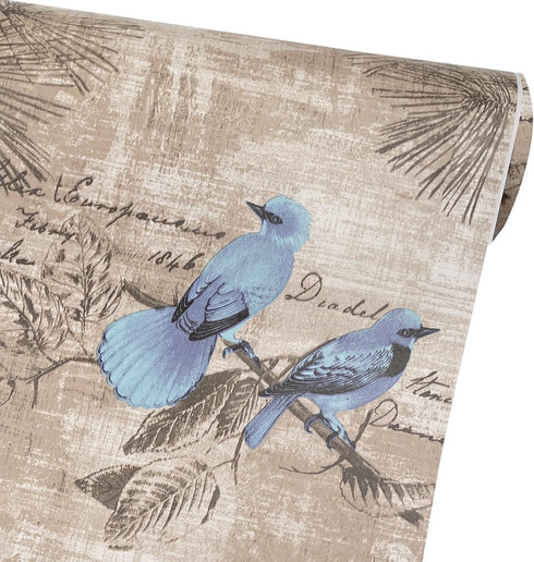 SimpleLife4U Blue Birds Contact Paper Handwriting Pattern Self-Adhesive Shelf Liner Locker Sticker 17.7 Inch By 9.8 Feet...