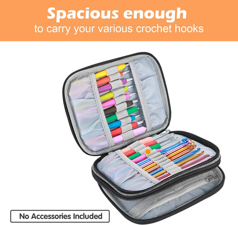 ProCase Crochet Hook Case (up to 6.5 Inches), Travel Organizer Zipper Bag for Various Crochet Hooks, Circular Knitting Needles and Other Accessori...