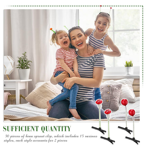 30 Pcs Bean Sprout Hair Clips Mixed Style Plant Hairpins Flower Plant Hair Clip Little Grass Barrette Butterfly Headwear Hair Accessories for Wome...