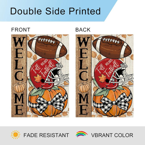 Fall Football Pumpkin Garden Flag Thanksgiving Garden Flag Autumn Welcome Yard Flag 12×18 Inch Double Sided Vertical Rustic Farmhouse Yard Seasona...