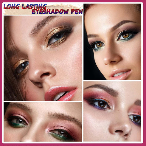 2 in 1 eyeshadow stick and Sponge Makeup Brush, Smooth Cream Shimmer Shadow Pencil Long Lasting Waterproof Eye Shadow Highlighter, Hypoallergenic ...