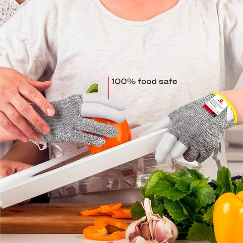 NoCry Kids Cut Resistant Gloves with 3 Reinforced Fingers - 100% Food Grade Kids Cooking Gloves with Level 5 Protection - Lightweight, Ambidextrou...
