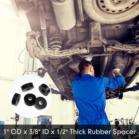 Fabbay Multi Purpose Rubber Spacer 1 Inch OD x 3/8 Inch ID x 1/2 Inch Thickness Black Round Rubber Washers Anti Vibration Rubber Bushings Spacers ...