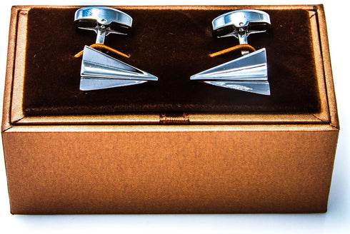 Airplane Paper Plane Aircraft Pilot Pair Cufflinks in a Presentation Gift Box & Polishing Cloth...