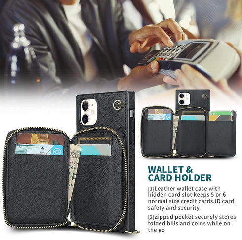 Asuwish Phone Case for iPhone 11 6.1 Wallet Cover with Screen Protector and Zipper Card Holder Slot Stand Leather Flip Cell Accessories iphone11ca...