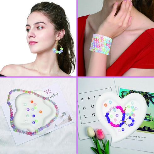 LIS HEGENSA DIY Crafts Gifts for Girls Beading Kits, 1000PCS Pony Beads Bracelet Making Kits with Decorative Beads and Charms, Craft Supplies for ...