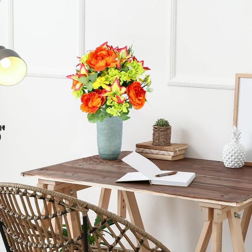 Admired By Nature Spring Bush Artificial Hydrangea Flowers, Yellow/Orange/Beauty/Kiwi...