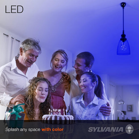 SYLVANIA LED Blue Glass Filament A19 Light Bulb, Efficient 4.5W, 40W Equivalent, Dimmable, E26 Medium Base - 1 Pack (40304)...