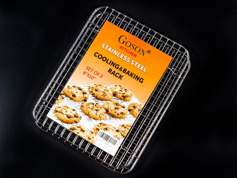 Goson Heavy Duty Stainless Stain Bakeware, Baking, Cooling, Oven Roasting, Broiler Rack, 8in by 10in, Cross Wire, Pack of 2, Compatible with Vario...