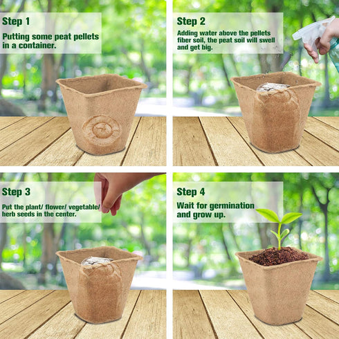 ZeeDix 30mm 50Pcs Compressed Peat Pellet Fiber Soil Plant Seed Starters - Nursery Plugs Pallet Seedling Soil Block for Grow Herbs Plant Flowers Ve...