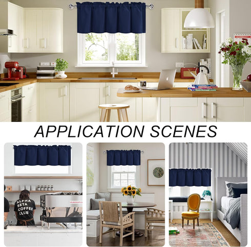 DWCN Valance Curtains for Living Room, Navy Window Valance Solid Short Topper, Short Curtains Valance for Small Window, Farmhouse Valance -1 Panel...