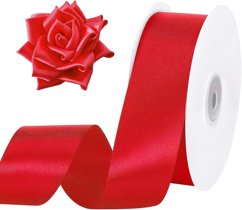 Double Faced Red Satin Ribbon, 1-1/2 Inch 30 Yards Red Ribbon for Gift Wrapping Crafts Flower Bouquet Wedding Party Birthday Decoration...