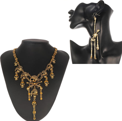 Halloween Pirate Skull Bib Necklace Sets for Women Horror Punk Collar Necklaces...