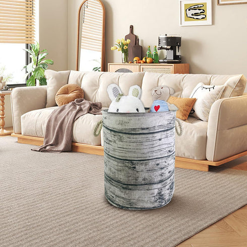 Mziart Unique Tree Stump Large Laundry Basket Bag with Rope Handles, Collapsible Wood Grain Waterproof Laundry Hamper Stylish Storage Basket Bin O...