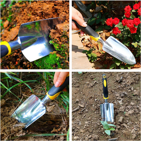 Garden Trowel, Hand Shovel, 2 Piece Cast-Aluminum Heavy Duty with Soft Rubber Handle Garden Tools, Small Hand Trowel for Women Men Kids Gardening...