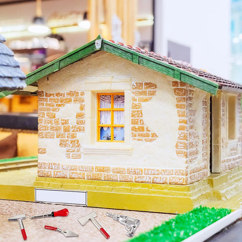 10 Pieces Mini Dollhouse Tool Set Mini Doll House Repair Multi Tool Include A Red Tin Box, 4 Outdoor Tools and 5 Repair Tools, Funny Mini Party Do...