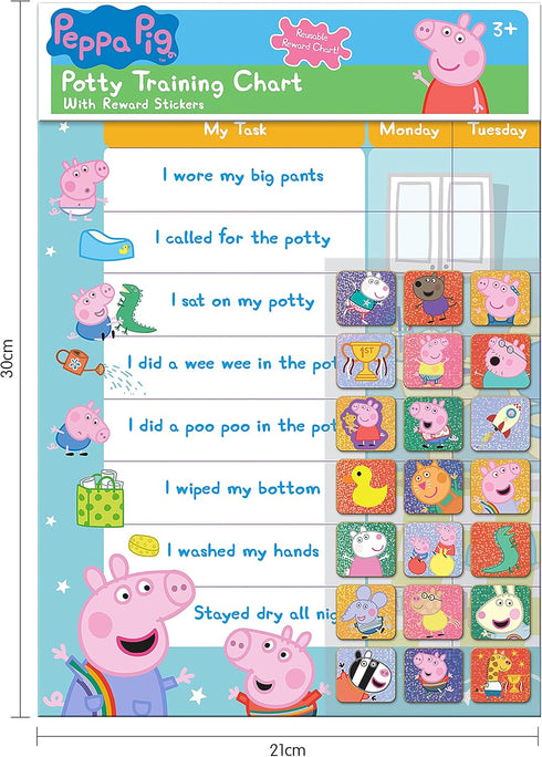 01.70.30.022 Peppa Pig Potty and Toilet Training Reward Chart and 56 Sparkly Stickers, Pink...