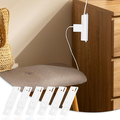 Giantree 6 Pack Self Adhesive Power Strip Holder, Power Strip Holder Desktop Mobile Punch Free Socket Holder, Desktop Socket Fixer for Kitchen Hom...