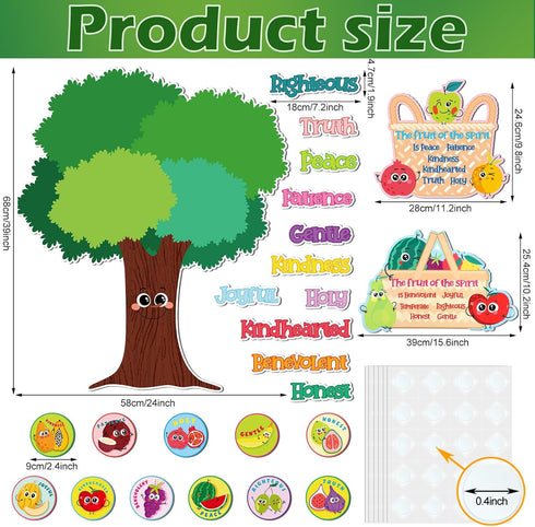 Fulmoon Fruit of The Spirit Bulletin Board Set Bible Religious Back to School Cutouts for Kids Sunday School Classroom Tree Wall Decor Educational...