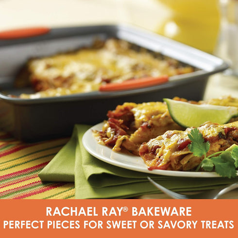 Rachael Ray Yum -o! Nonstick Bakeware Baking Pan / Nonstick Cake Pan, Square - 9 Inch, Gray...