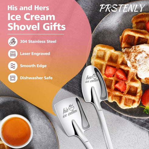 PRSTENLY Gifts for Him Her, 2 Pcs His and Hers Ice Cream Spoons Boyfriend Girlfriend Couples Gift Ideas, Anniversary Engagement Birthday Valentine...