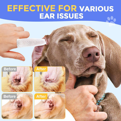 Ear Finger Wipes for Dogs & Cats - Cleaning Earwax & Debris - Relieves Ear Itching & Discomfort - Fresh Aloe Scent - Sooths & Repair, Natural Ingr...