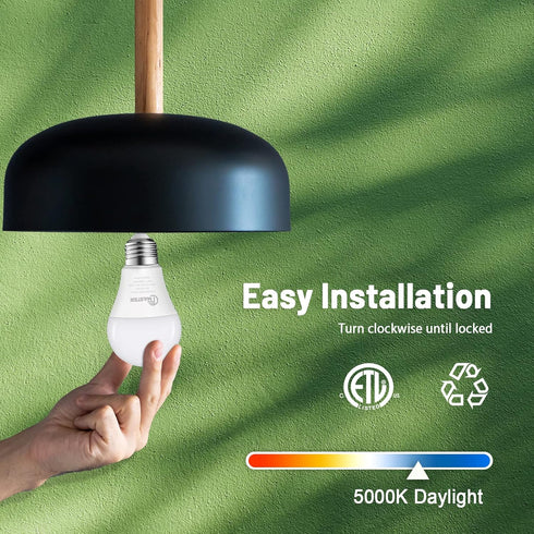 A19 LED Light Bulbs 100W Equivalent, 1500 Lumens Daylight White 5000K, E26 Standard Base A19 Lightbulbs, Non-Dimmable 15W High Bright LED Bulb, ET...