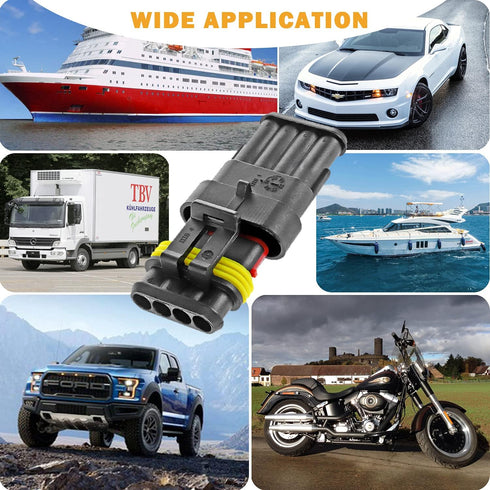 10 Kit 4 Pin Connector, 20-16 AWG Waterproof Electrical Automotive Wire Connector, 1.5mm Series Terminals Male Female Car Harness Plug Sets...