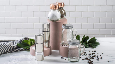 Olde Thompson 3" Orbit Salt & Pepper Shaker Set, Copper Top & Glass Globe Base...