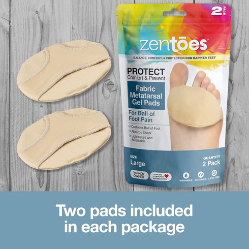 ZenToes Ball of Foot Pads Metatarsal Cushions for Metatarsalgia, Arthritis and Sesamoid Pain Relief 1 Pair (Large, Women 8-10, Men 9-11)...