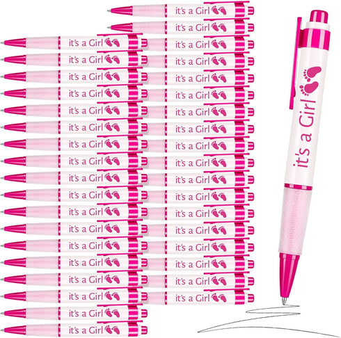 Woanger 36 Pcs Baby Shower Pens for Boys Girls Retractable Gel Pens Blue or Pink Baby Shower Favors Thank You Gifts for Guests(It's a Girl Style)...